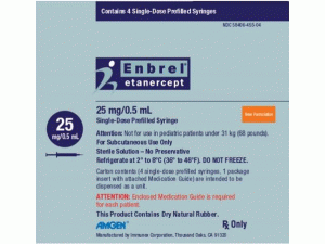 依那西普预充式注射器Enbrel 25MG/0.5ML SYR(Etanercept)说明书